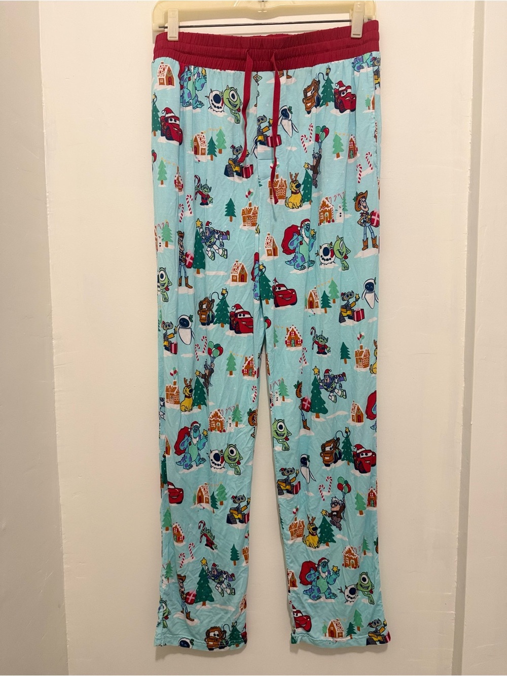 Disney Pixar men’s M Blue & red Holiday holiday fleece pajama Pants - Christmas